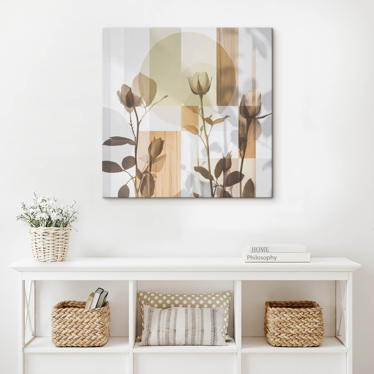 Abstractie met bloemen en geometrische vormen — interieur 2