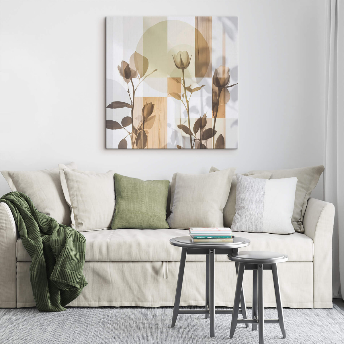 Abstractie met bloemen en geometrische vormen — interieur 3
