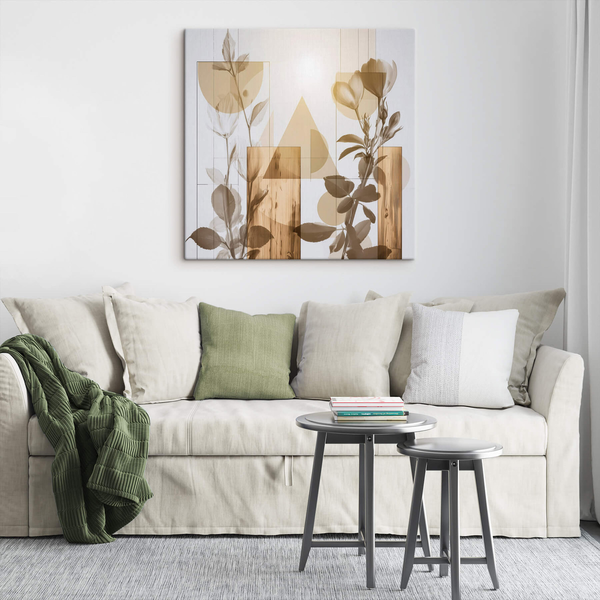Abstractie met bloemen en geometrische vormen — interieur 3