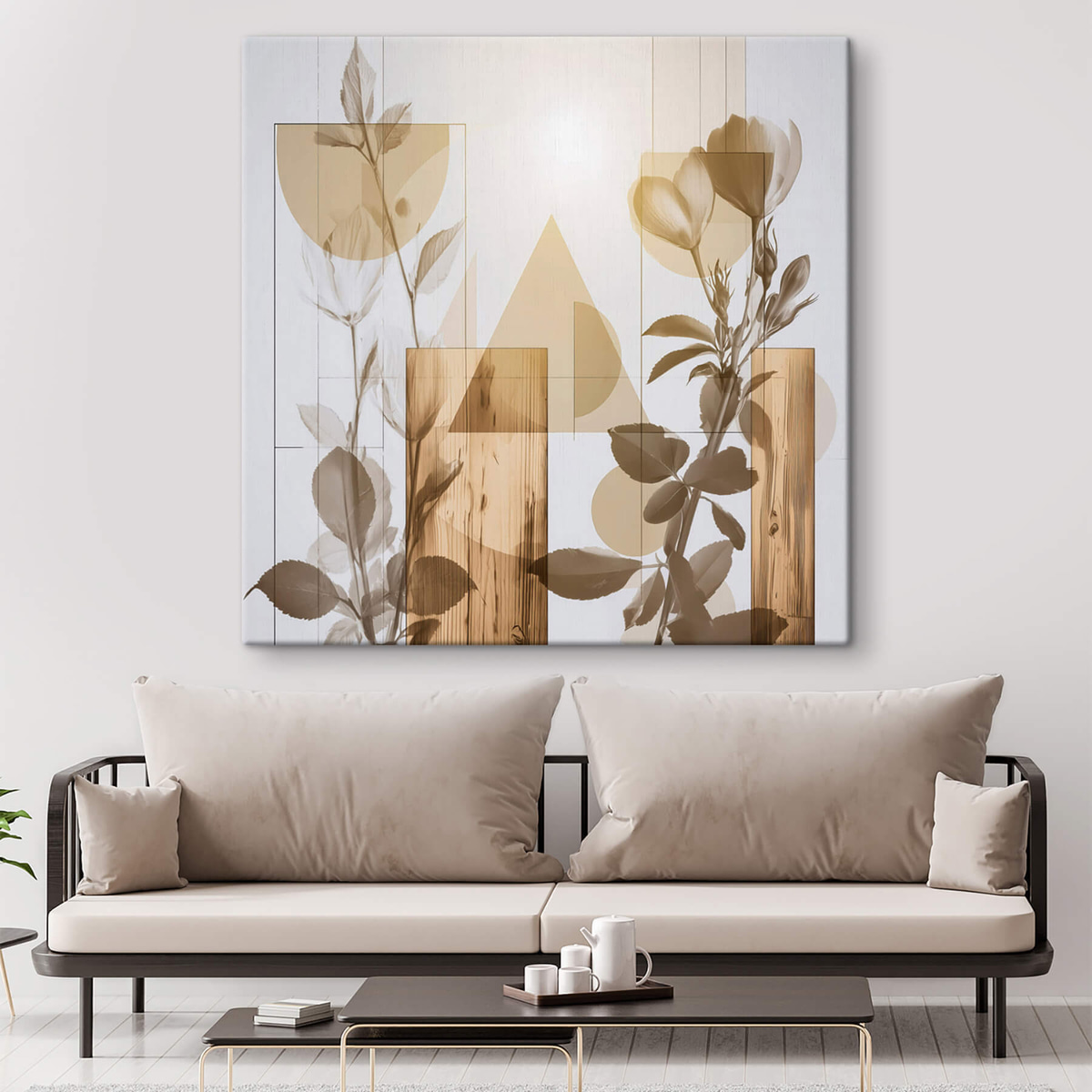 Abstractie met bloemen en geometrische vormen — interieur 1