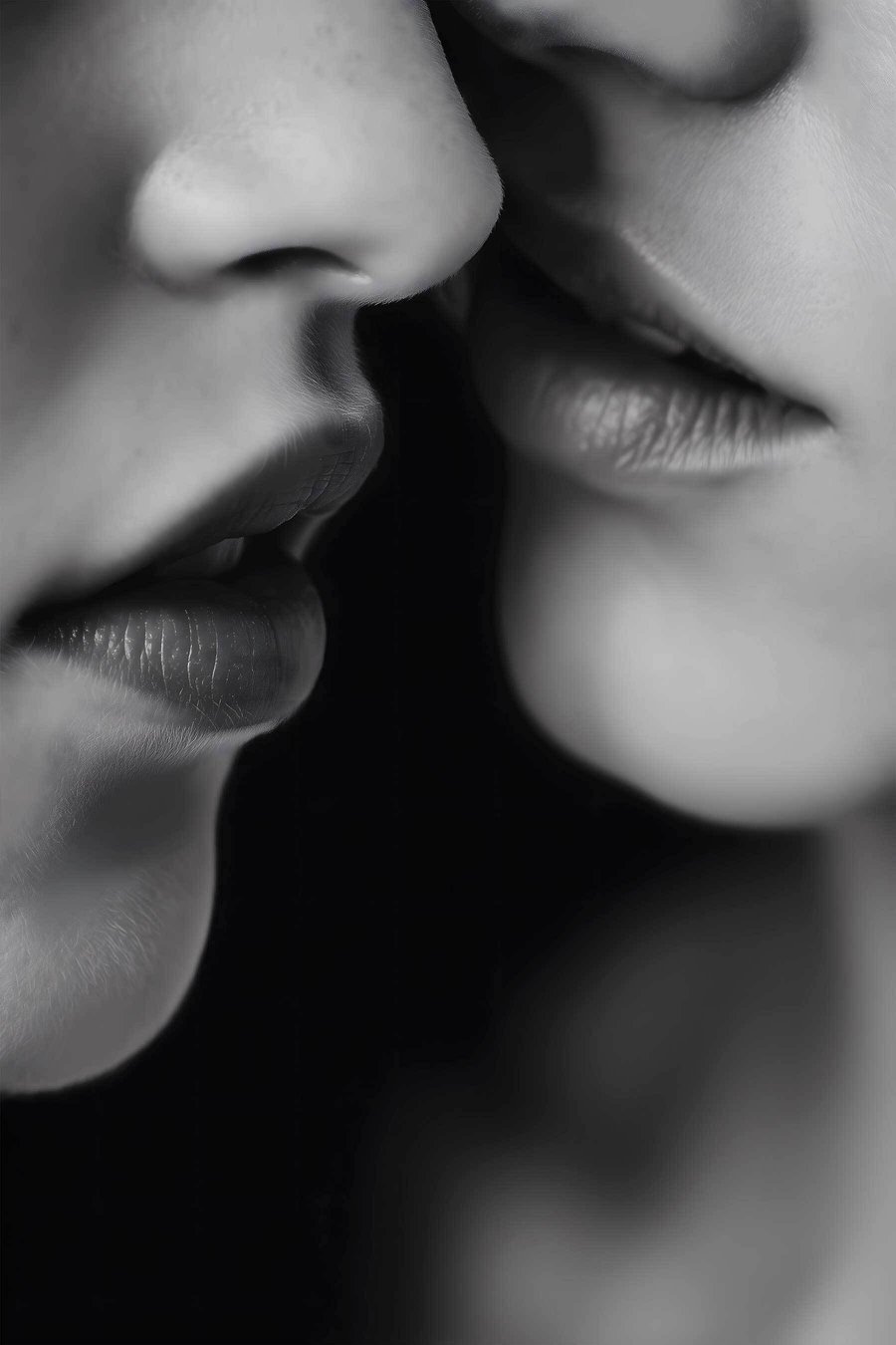 zwarte en witte lippen van twee vrouwen — volledig ontwerp