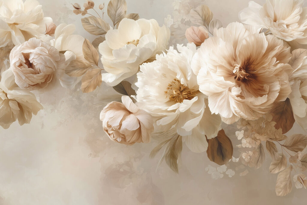 Zachte bloemen in ingetogen tinten — volledig ontwerp