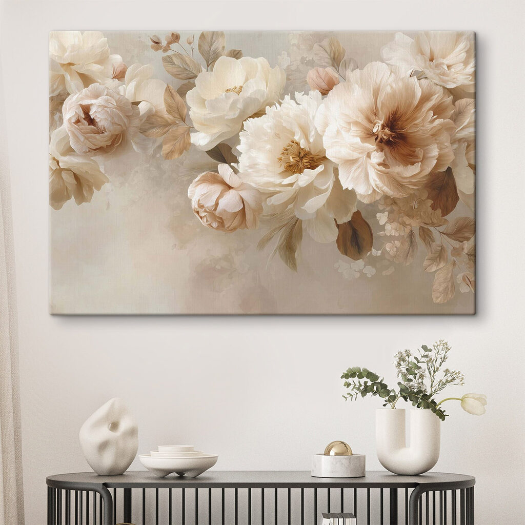 Zachte bloemen in ingetogen tinten — interieur 1