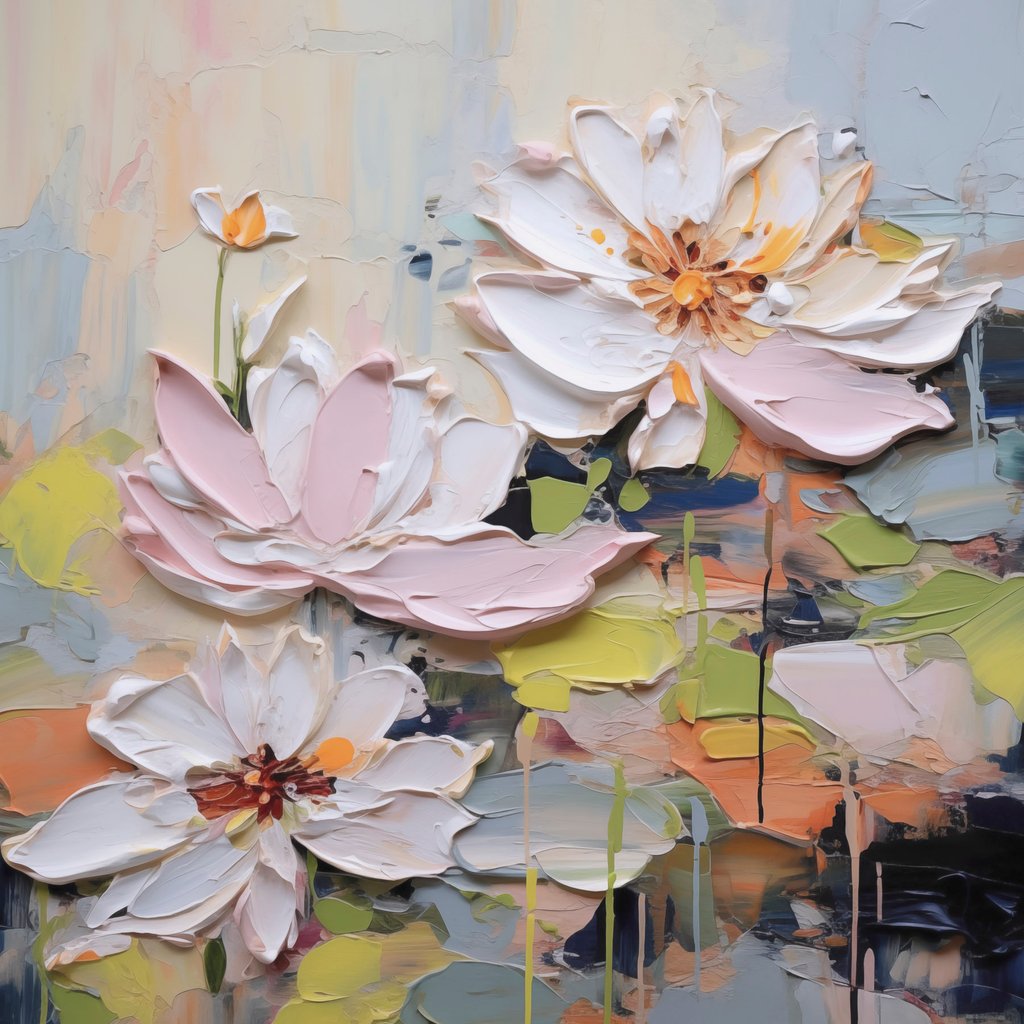 Abstracte lotusbloemen, imitatie schilderij — volledig ontwerp