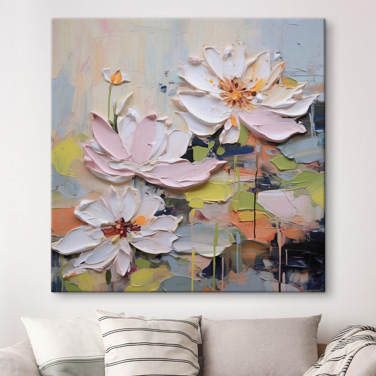 Abstracte lotusbloemen, imitatie schilderij — interieur 1