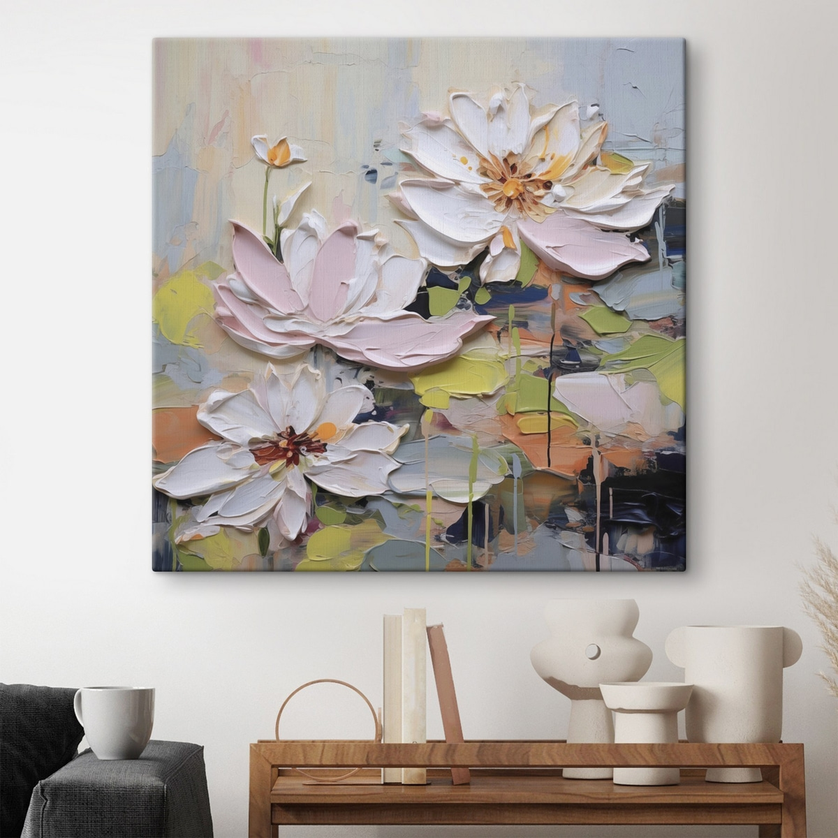 Abstracte lotusbloemen, imitatie schilderij — interieur 2