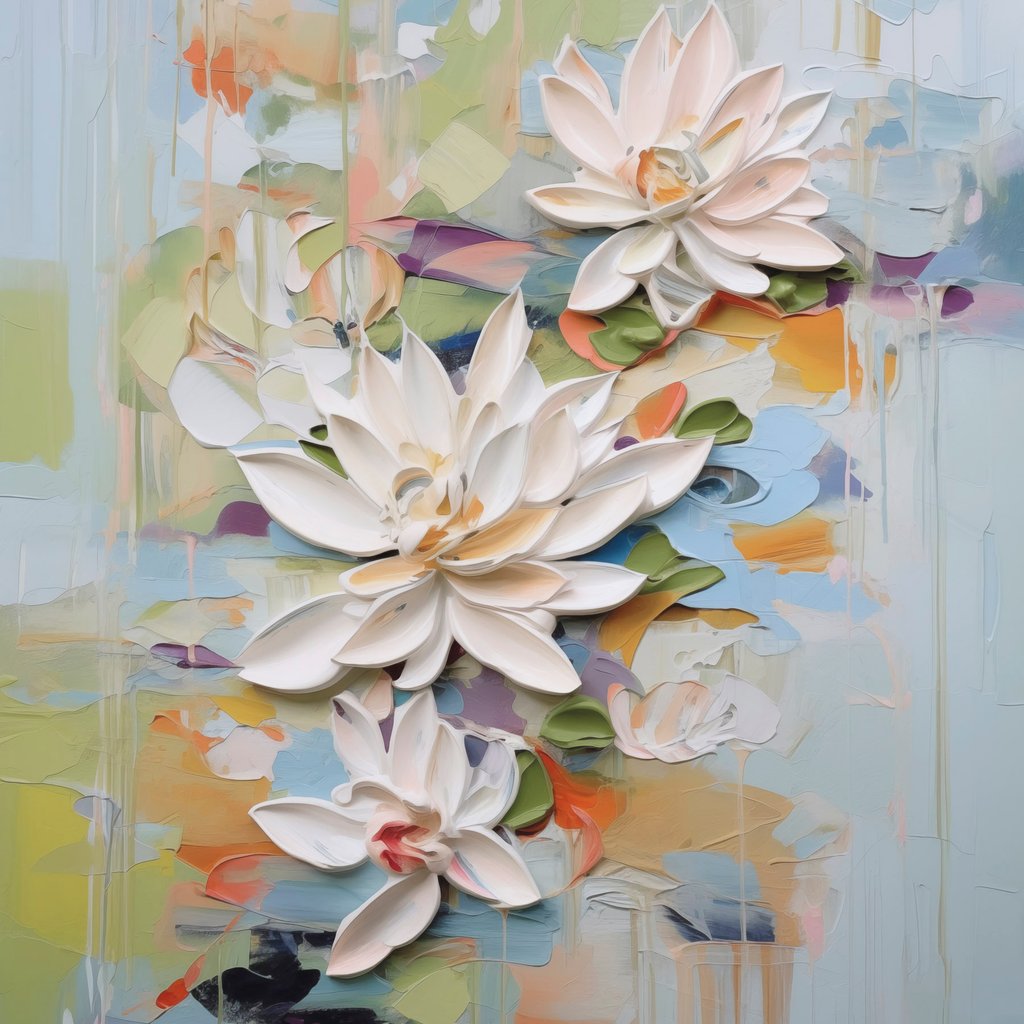 Abstracte lotusbloemen, imitatie schilderij — volledig ontwerp