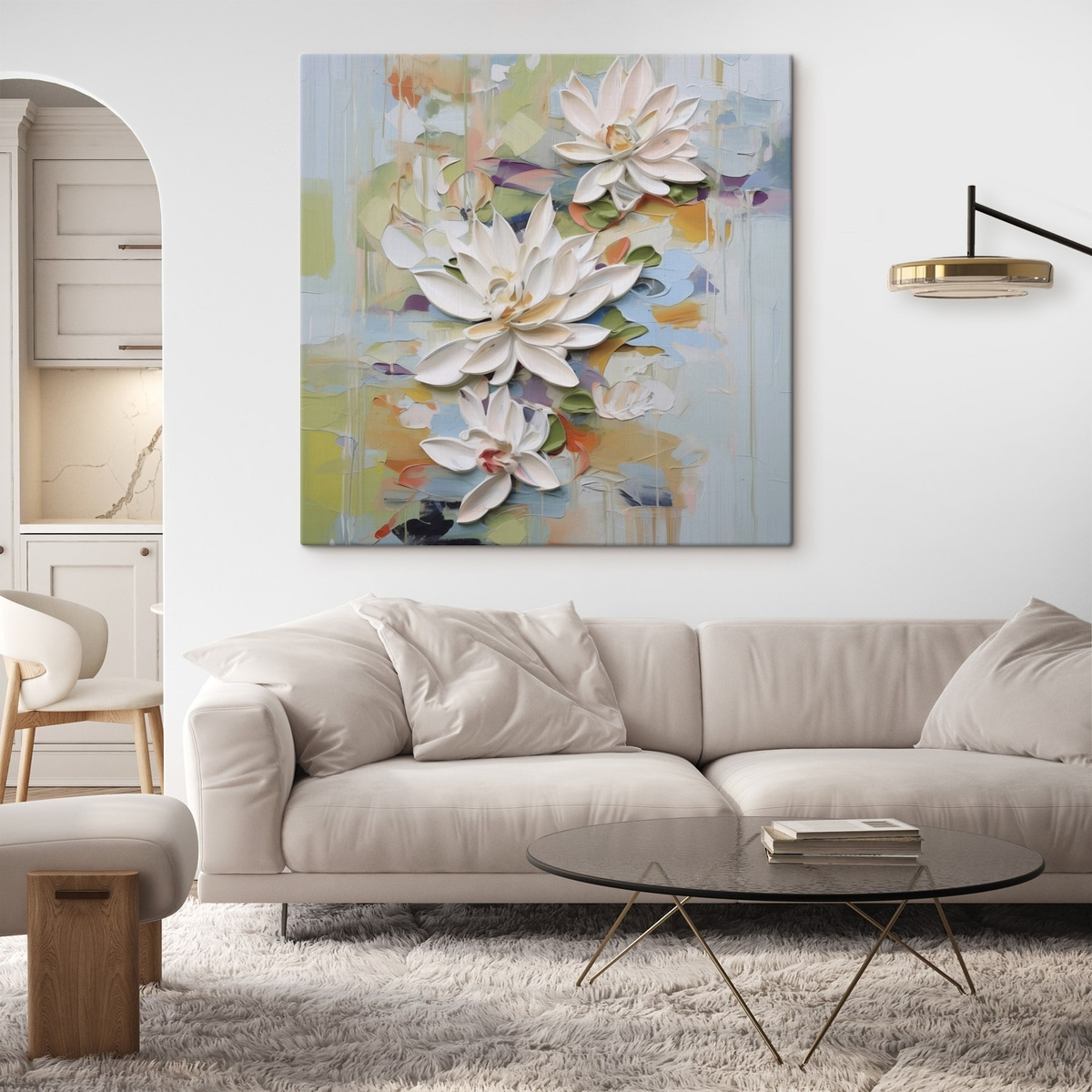 Abstracte lotusbloemen, imitatie schilderij — interieur 2