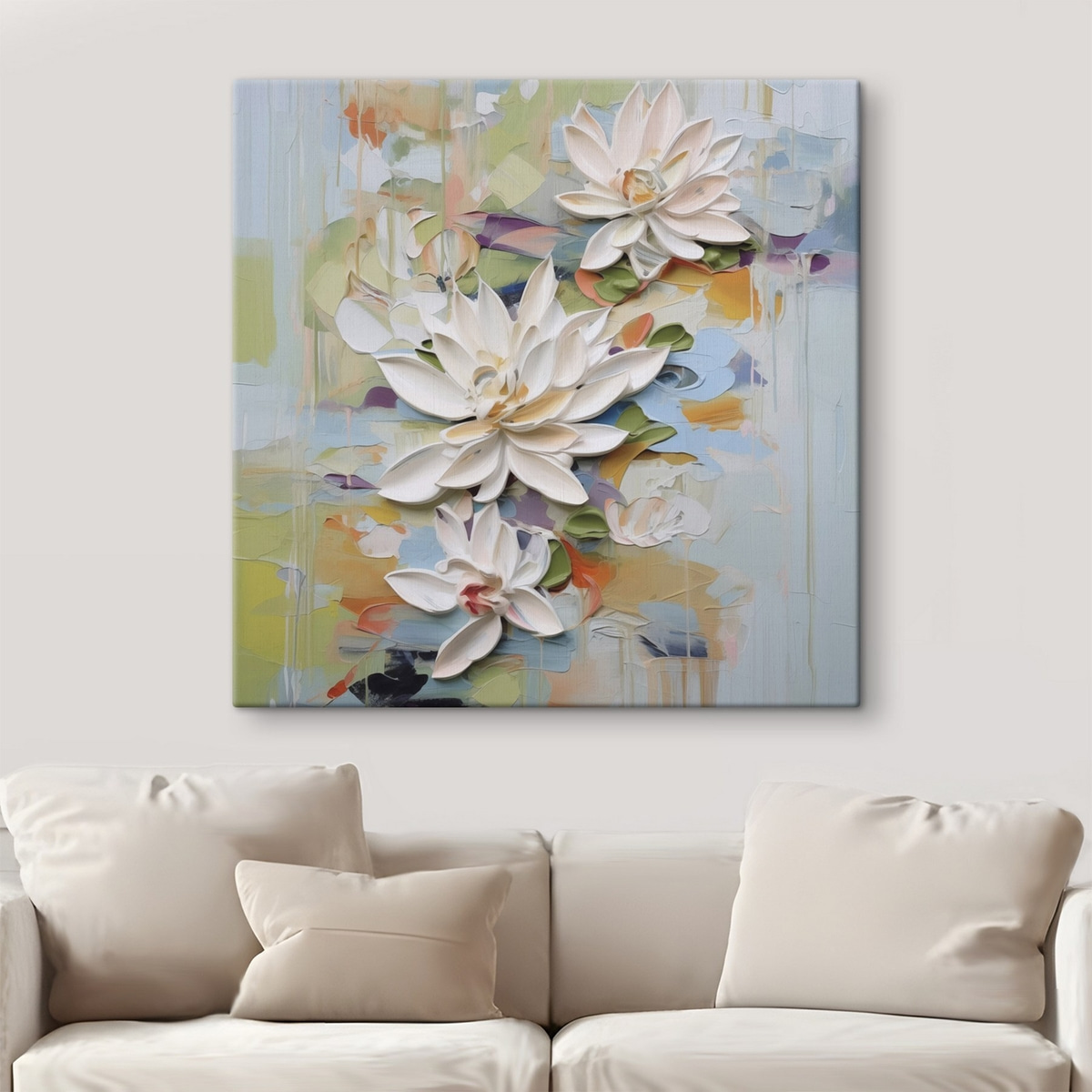Abstracte lotusbloemen, imitatie schilderij — interieur 1