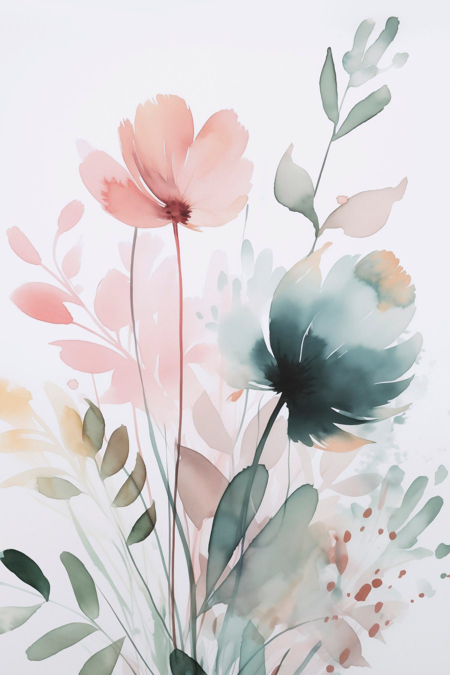 Vegetatie-imitatie aquarel — volledig ontwerp