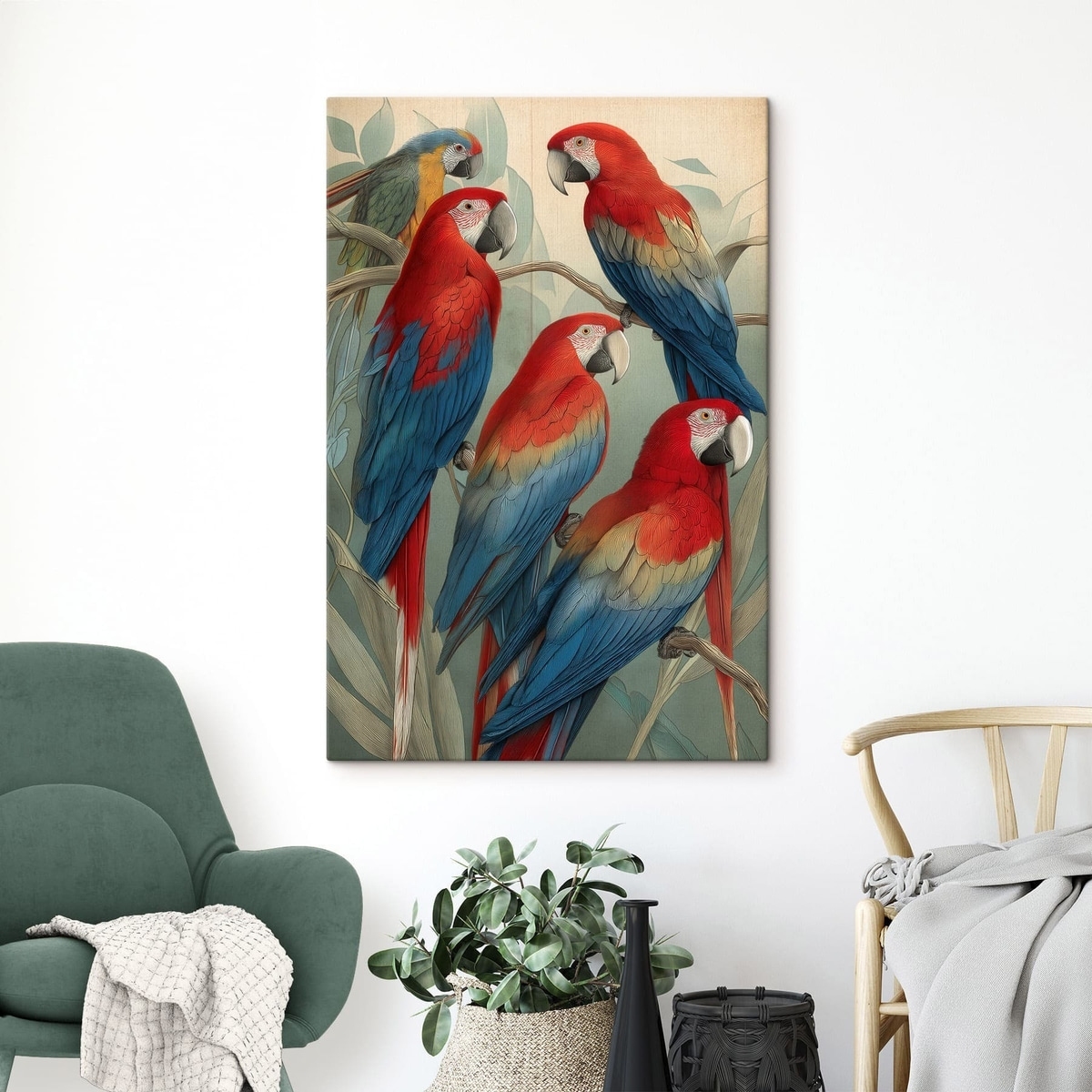 Vintage papegaaien — interieur 1