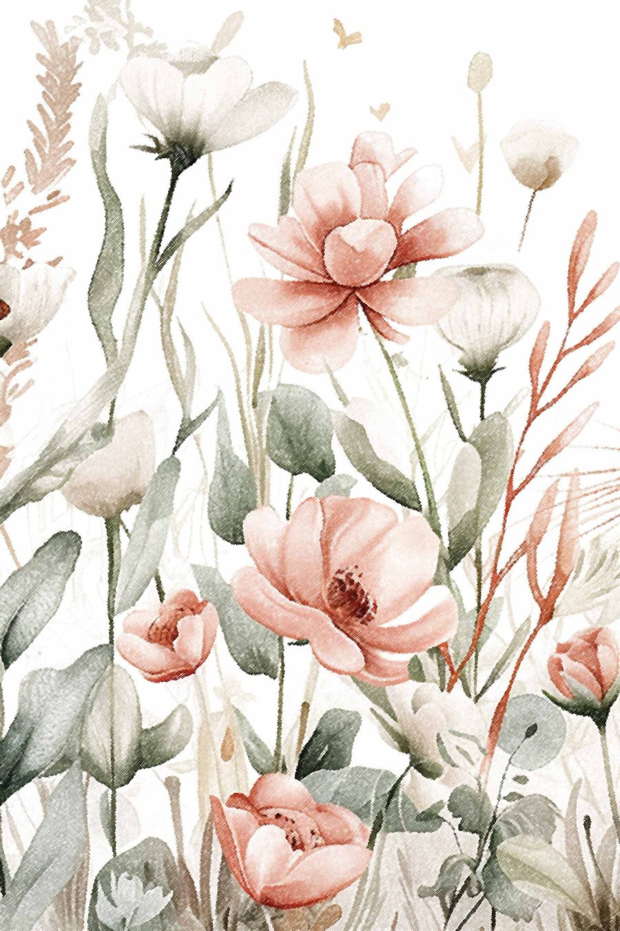 Aquarelbloemen, potlood-effect — volledig ontwerp
