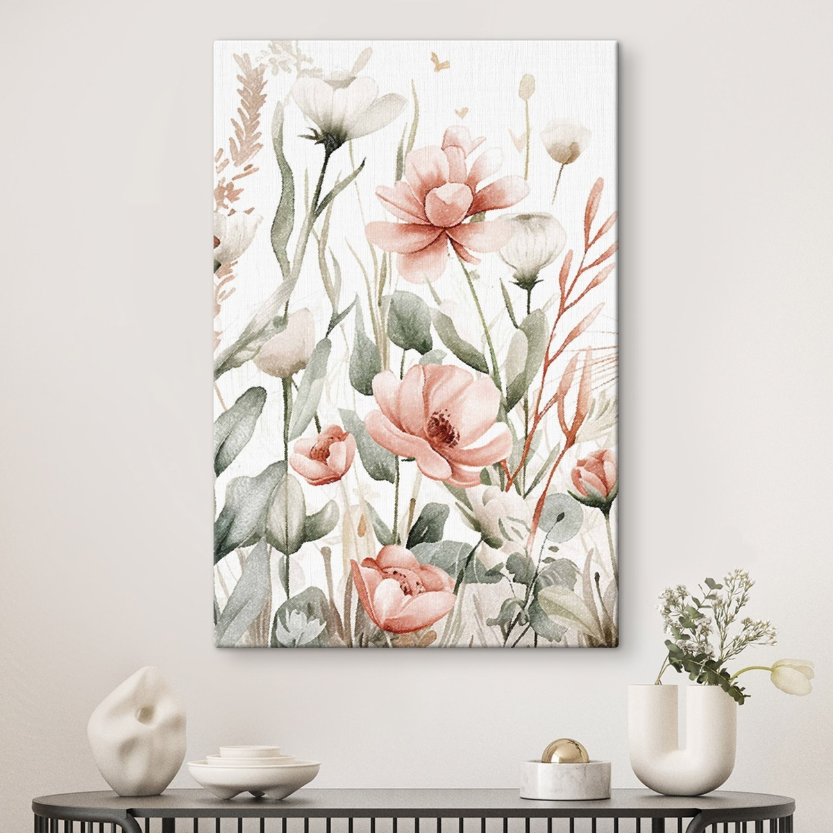 Aquarelbloemen, potlood-effect — interieur 2