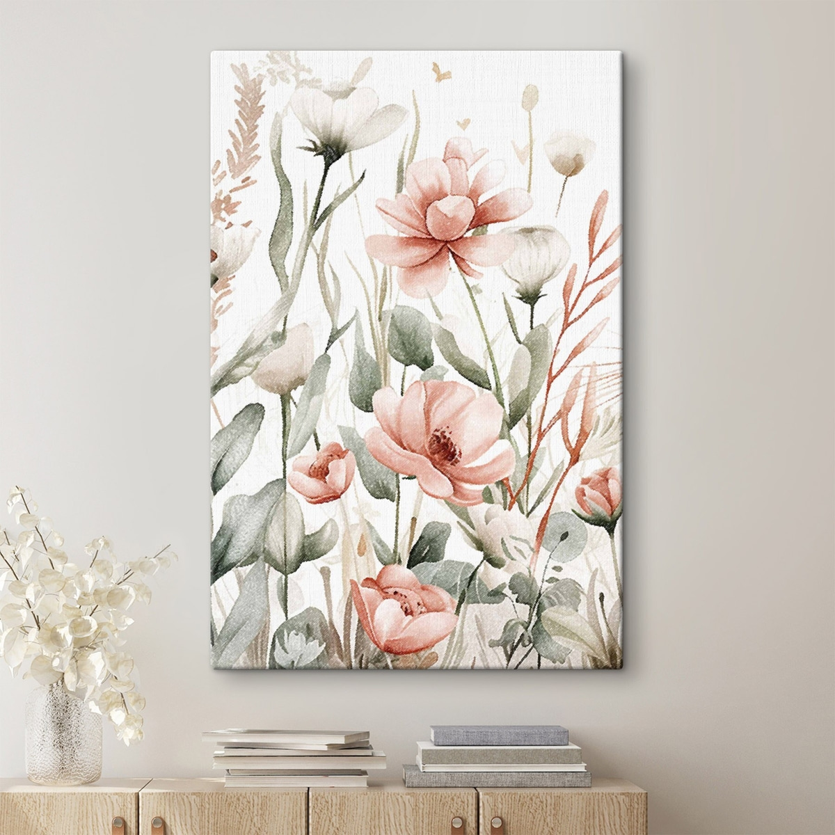 Aquarelbloemen, potlood-effect — interieur 1