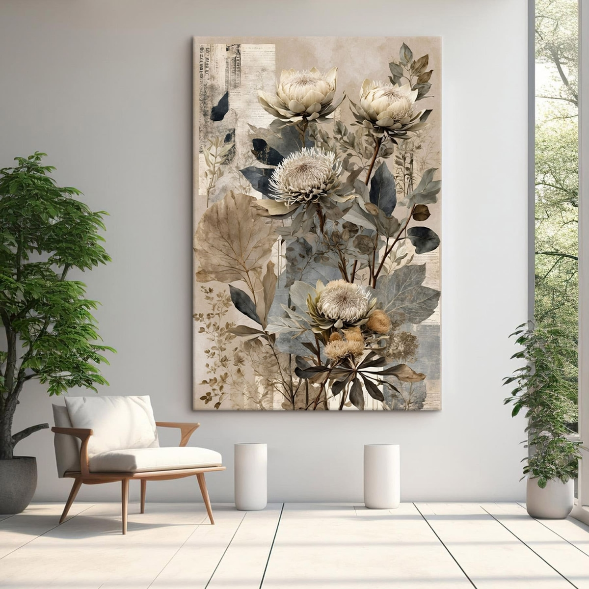 Botanische compositie in gedempt kleurenpalet — interieur 1