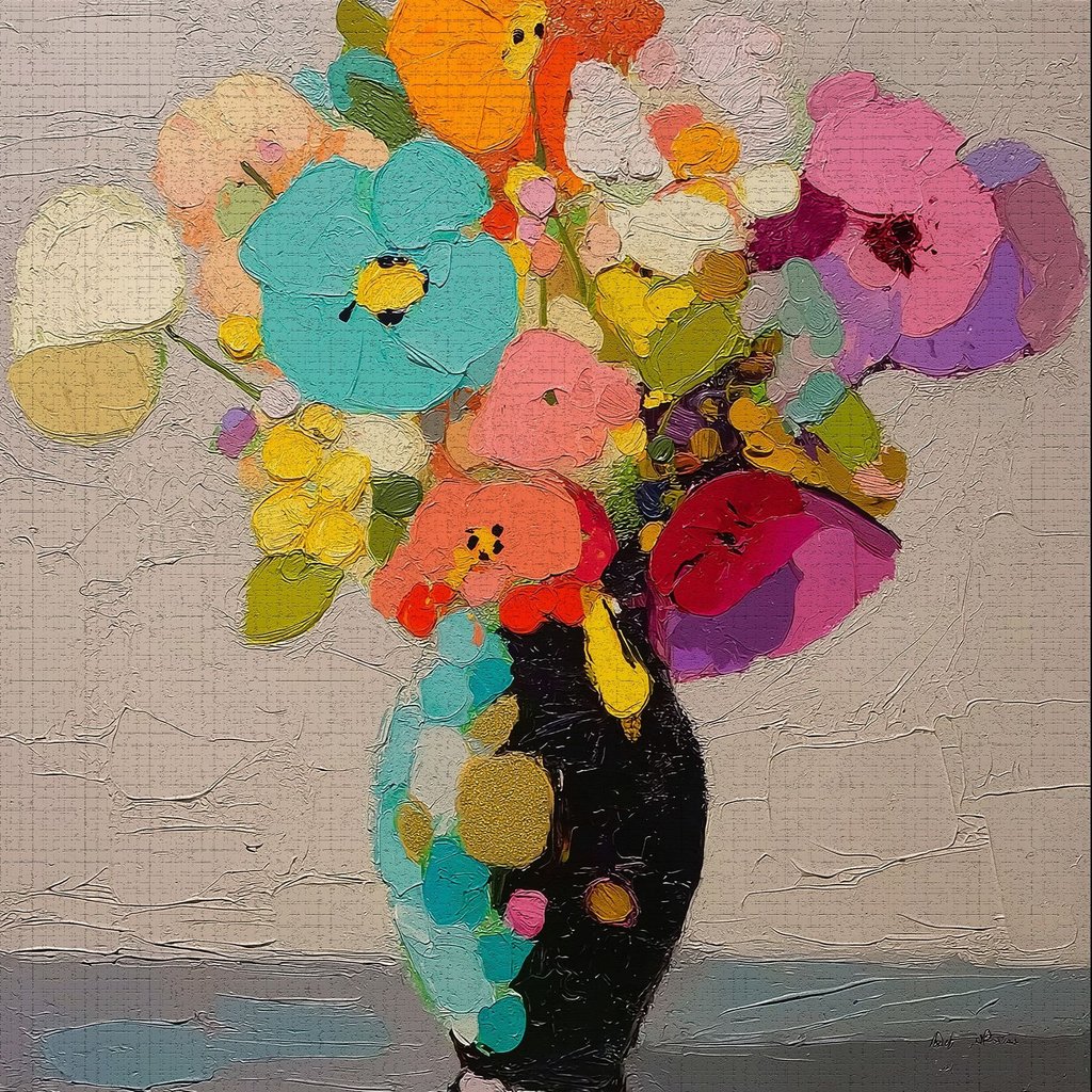 Bloemstuk in vaas — volledig ontwerp