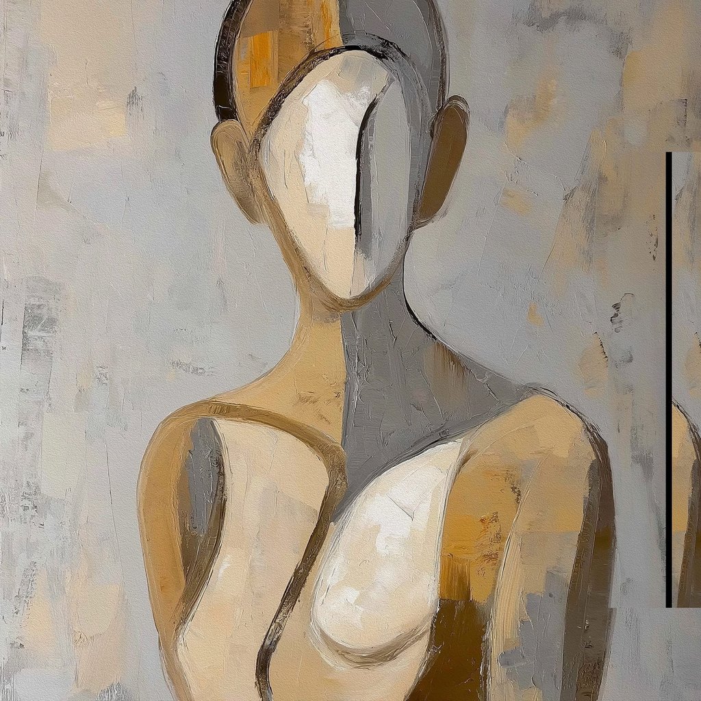 Abstracte figuur in ingetogen tinten — volledig ontwerp
