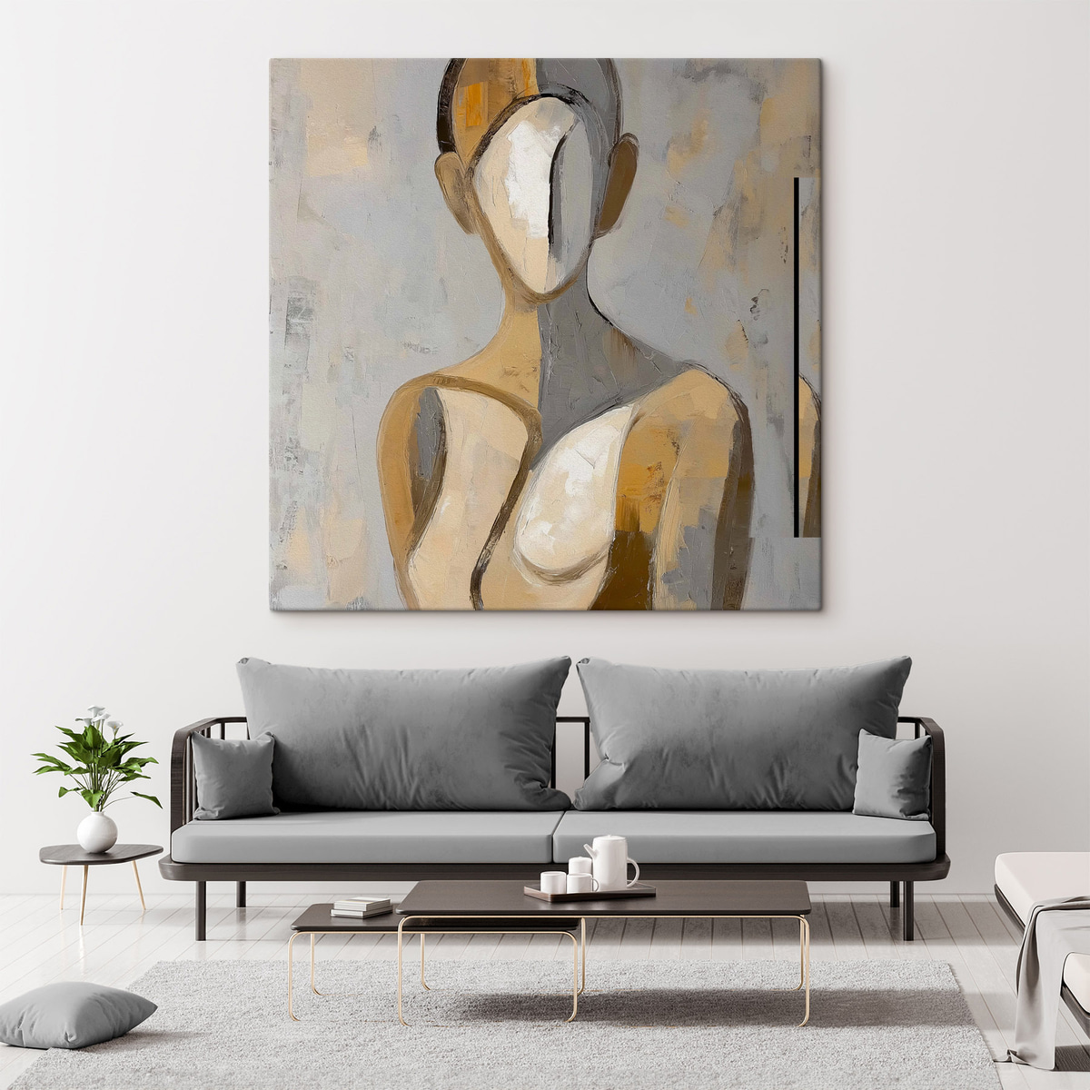 Abstracte figuur in ingetogen tinten — interieur 1