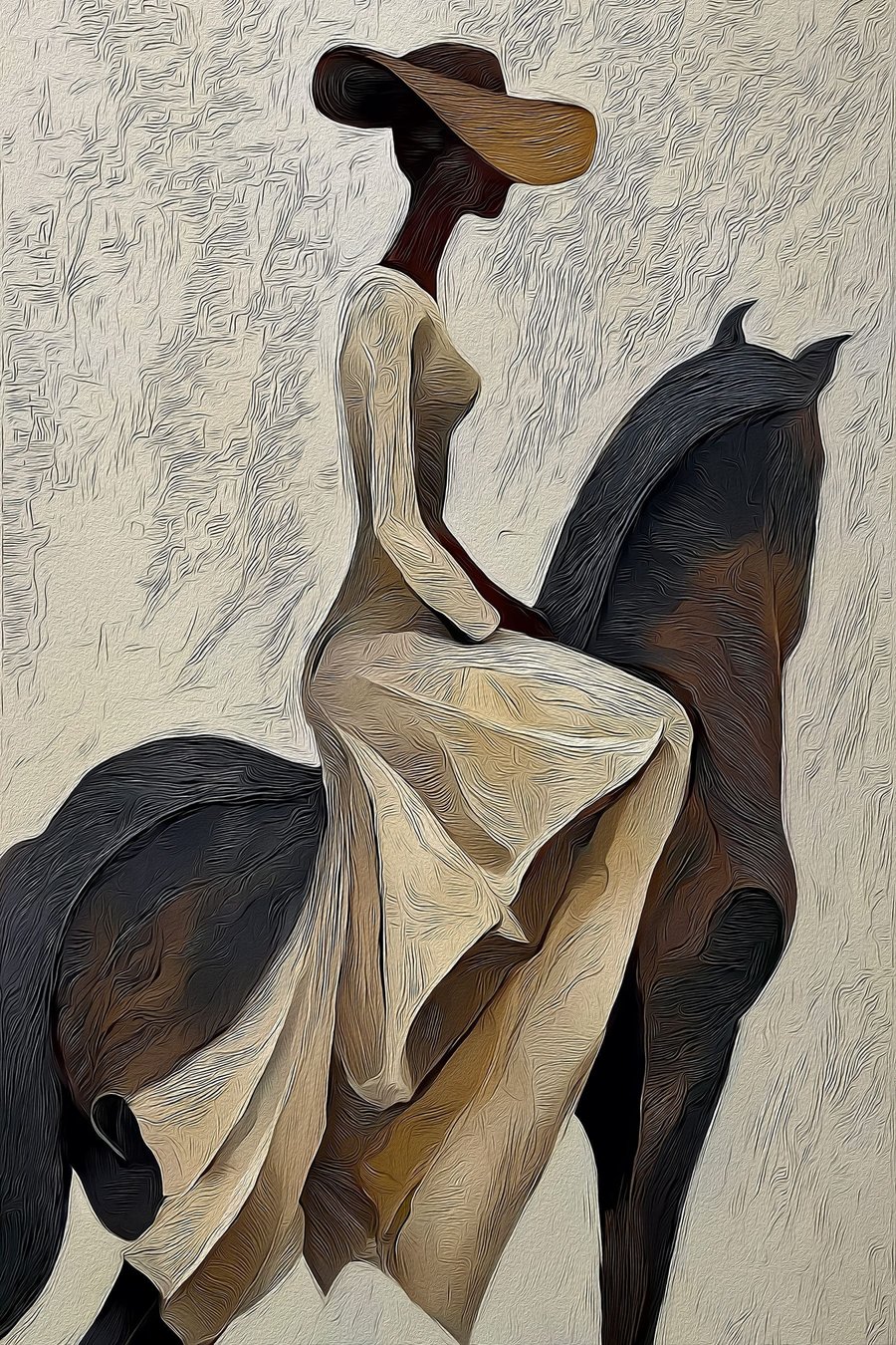 Vrouw op een paard — volledig ontwerp