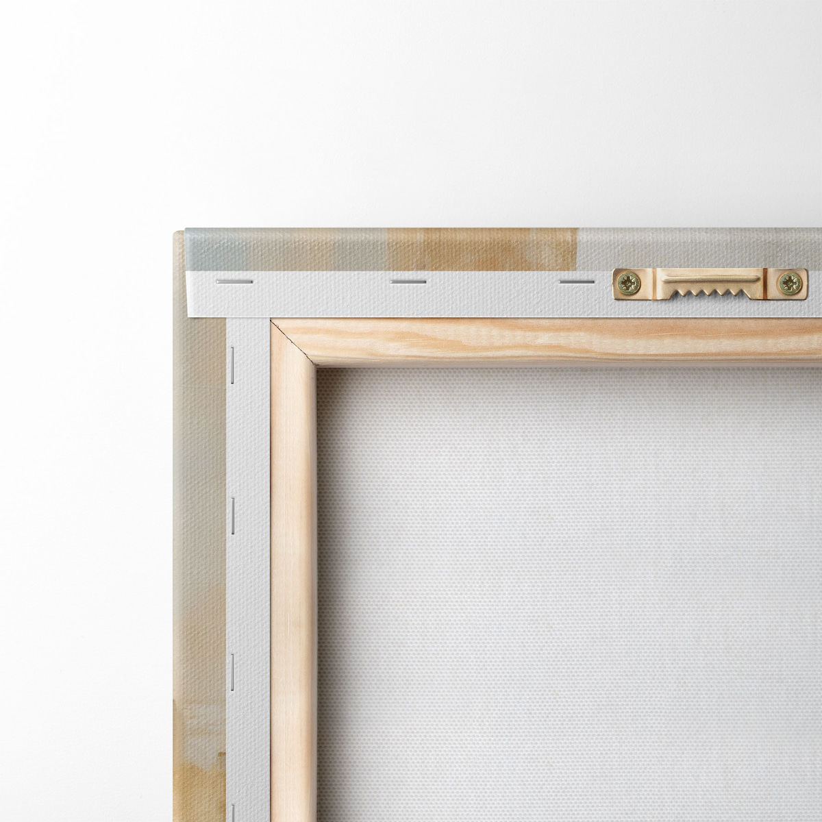 Abstracte geometrische vormen in geel, blauw en wit, met textuur en een minimalistische compositie. — achterkant