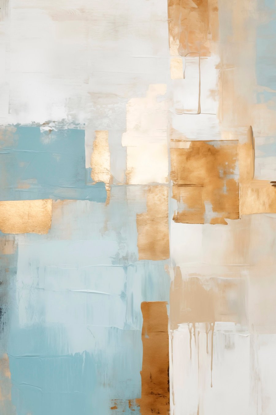 Abstracte geometrische vormen in geel, blauw en wit, met textuur en een minimalistische compositie. — volledig ontwerp