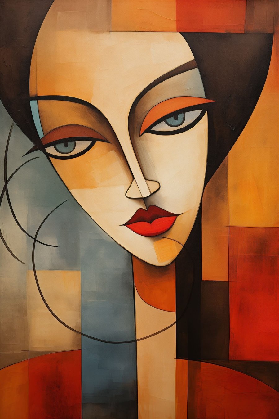 Abstract vrouwenportret — volledig ontwerp