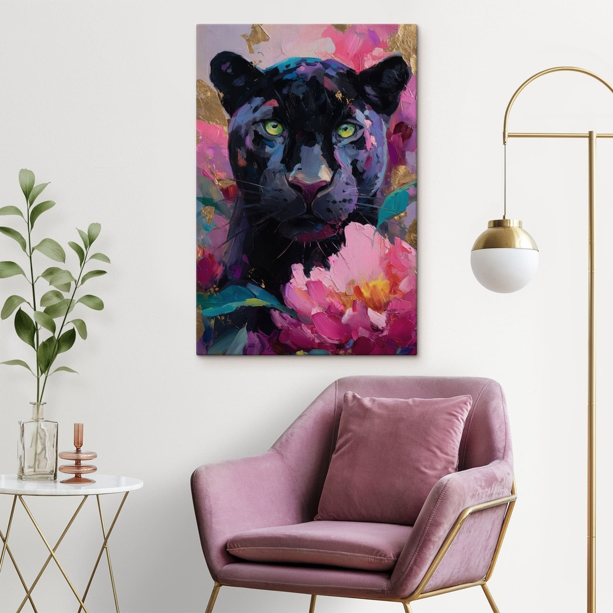 zwarte panter tussen pioenrozen — interieur 2