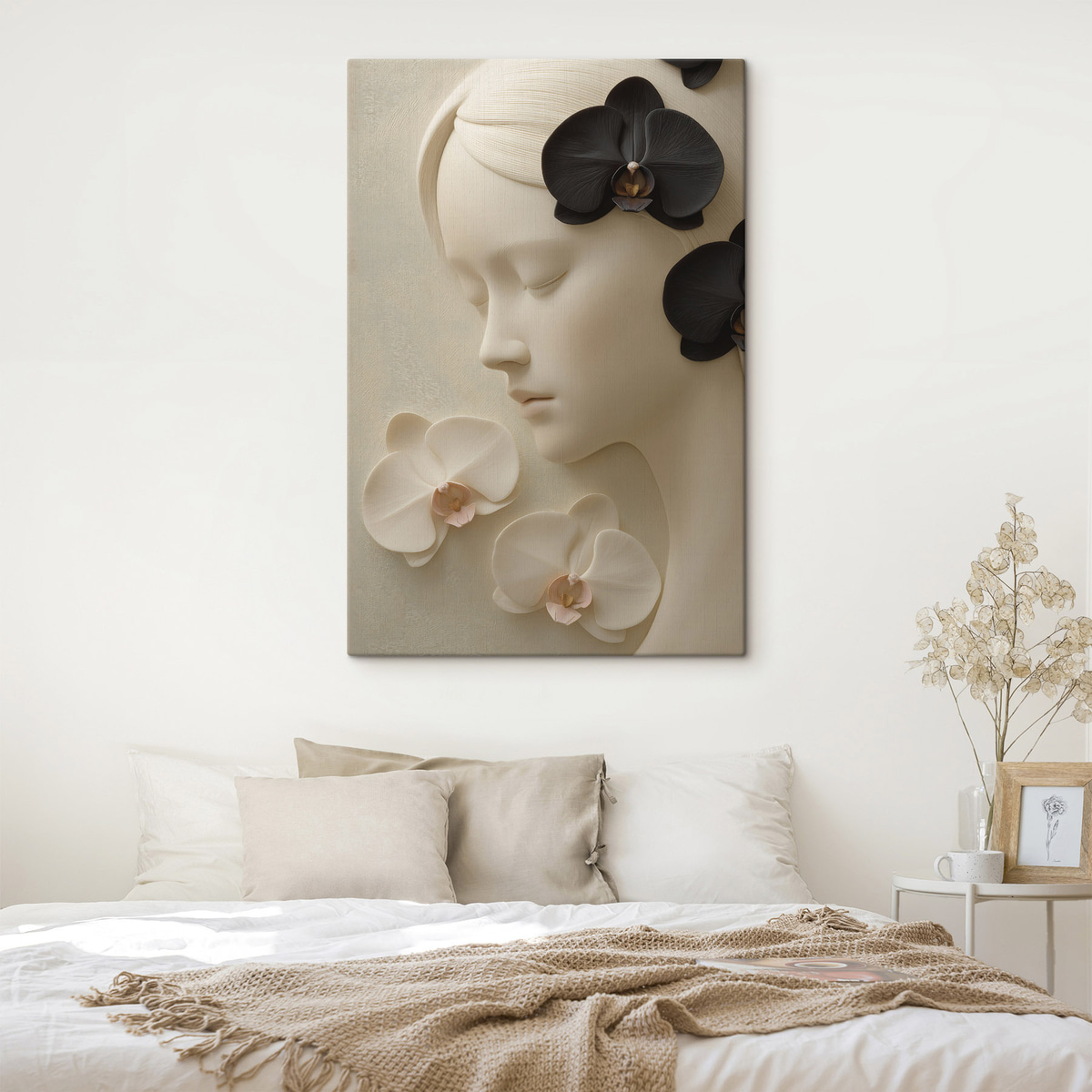 meisje met orchideeën in bas-reliëfstijl — interieur 2