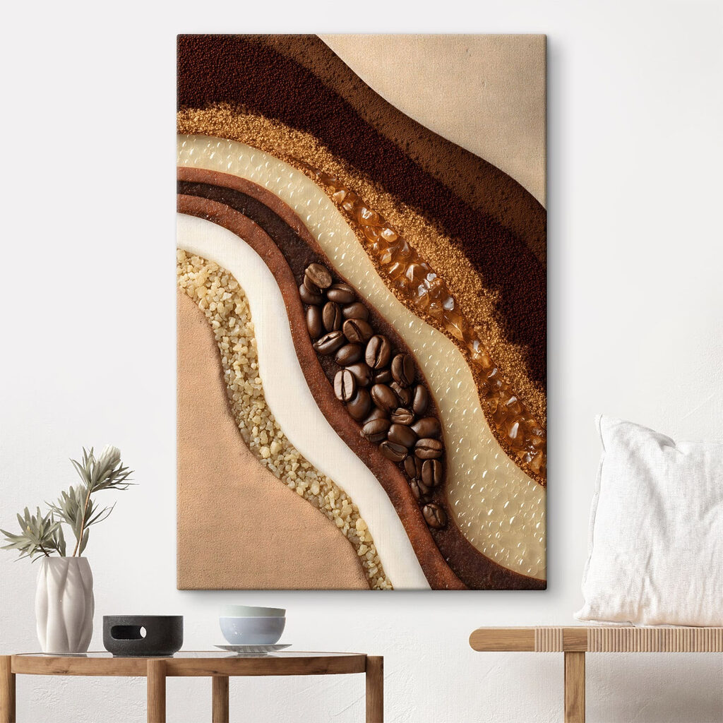 Warme banen rond koffiebonen in een interieur
