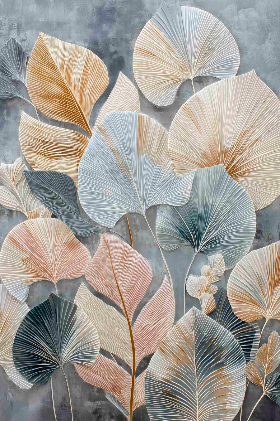 Veelkleurig decoratief blad met uitgesproken textuur op een donkere achtergrond — volledig ontwerp