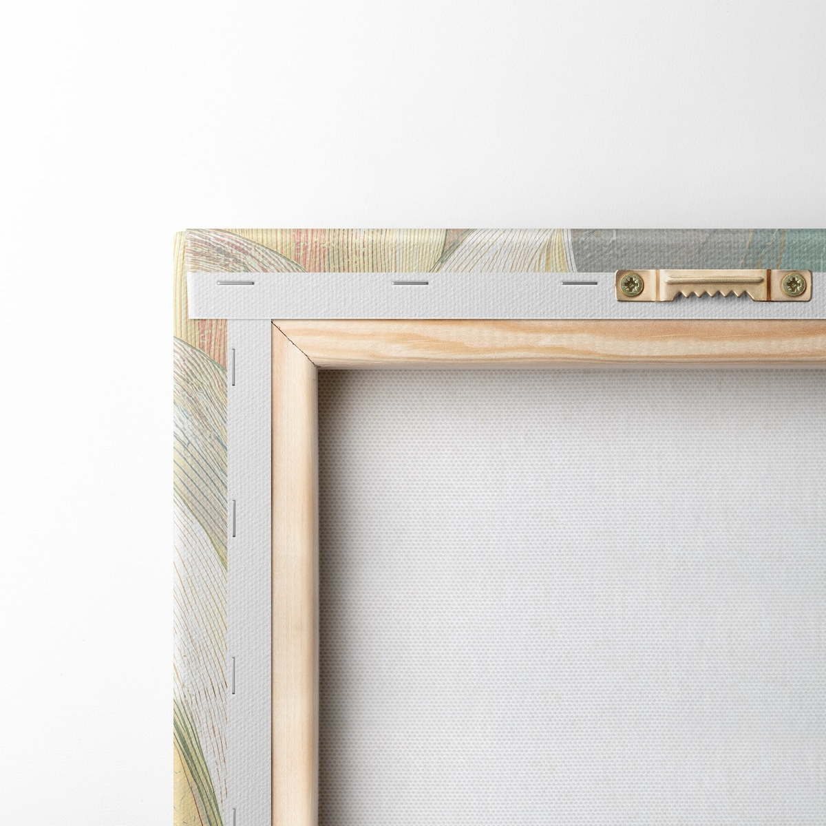 Abstracte magnolia's in een pastelkleurenpalet met nadruk op lineaire grafische elementen — achterkant