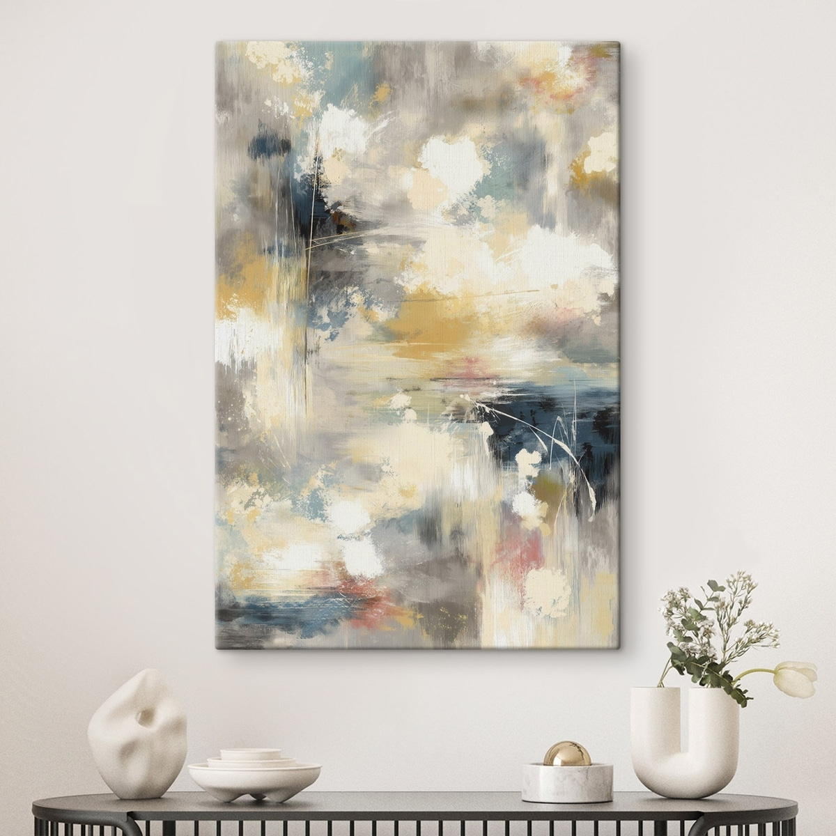 Abstracte kunstwerken in gedempte tinten in een minimalistische stijl — interieur 2