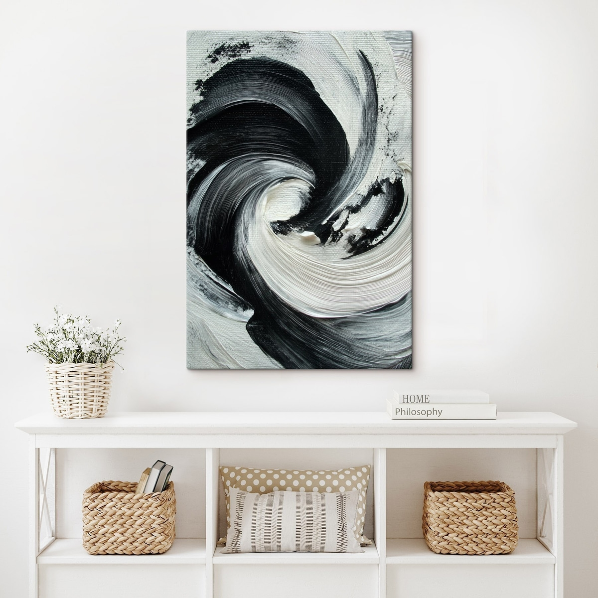 Abstracte spiraal met expressieve penseelstreken in een olieverfstijl — interieur 2