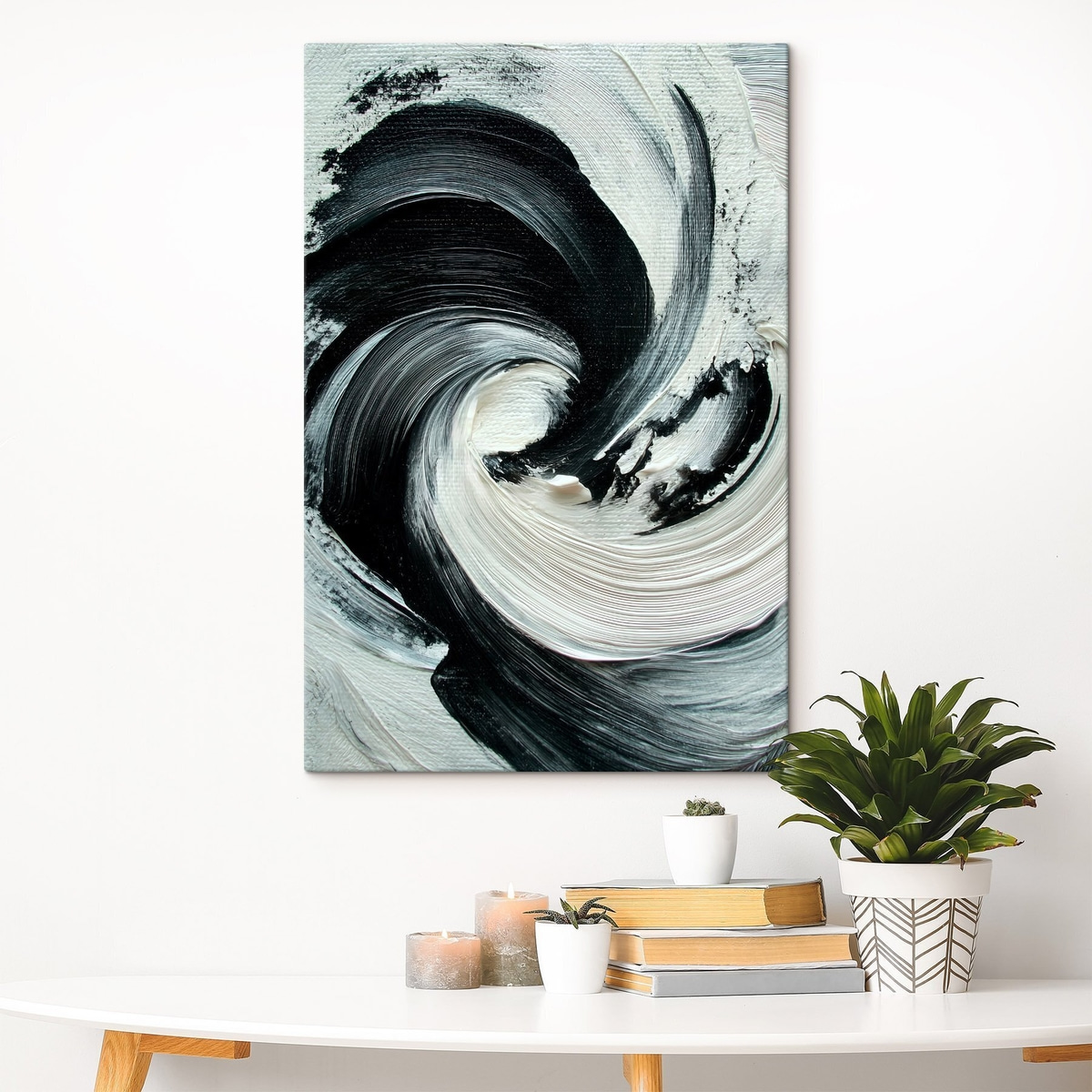 Abstracte spiraal met expressieve penseelstreken in een olieverfstijl — interieur 3