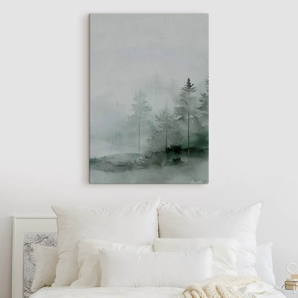 Dennenbomen in het bos, imitatie aquarel — interieur 2