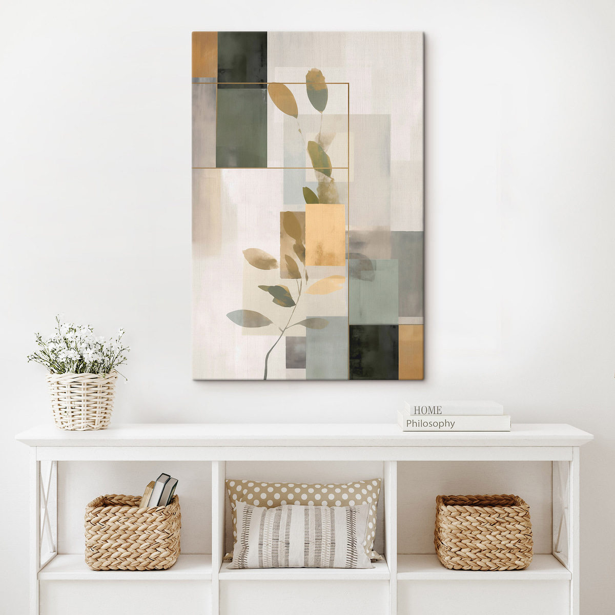 Geometrische abstractie met takken en bladeren — interieur 2