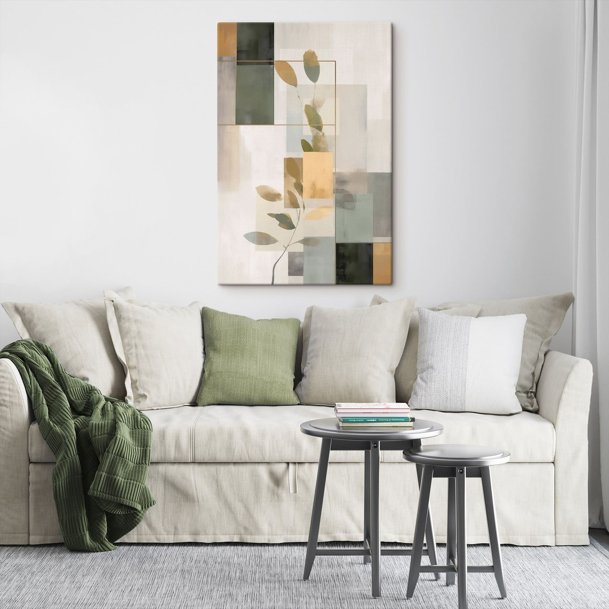 Geometrische abstractie met takken en bladeren — interieur 3