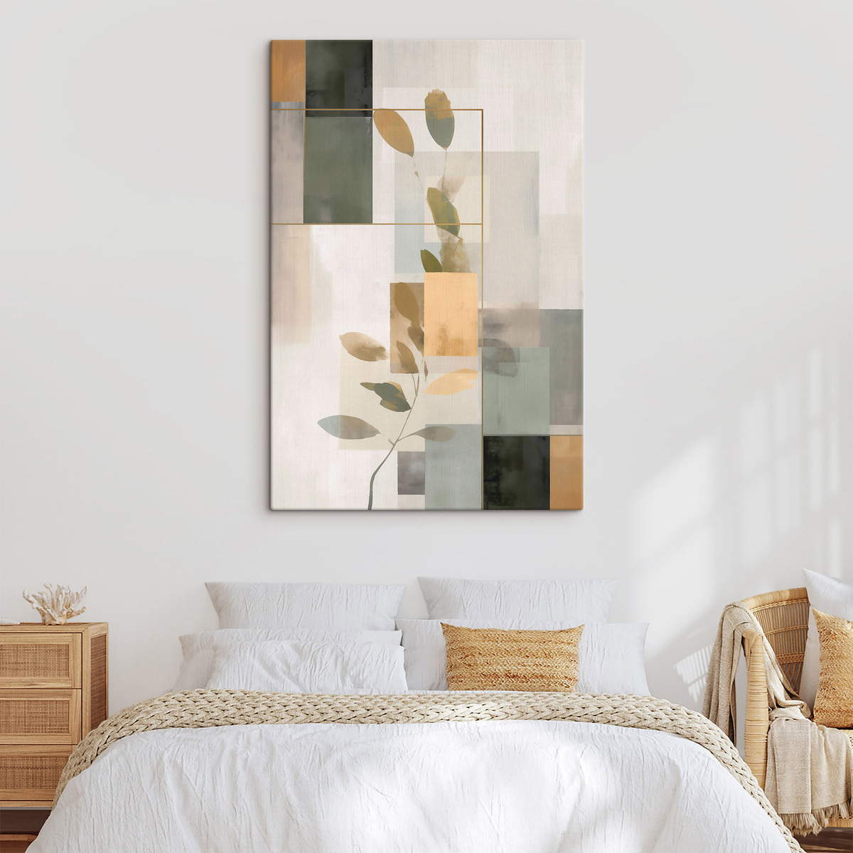 Geometrische abstractie met takken en bladeren — interieur 1