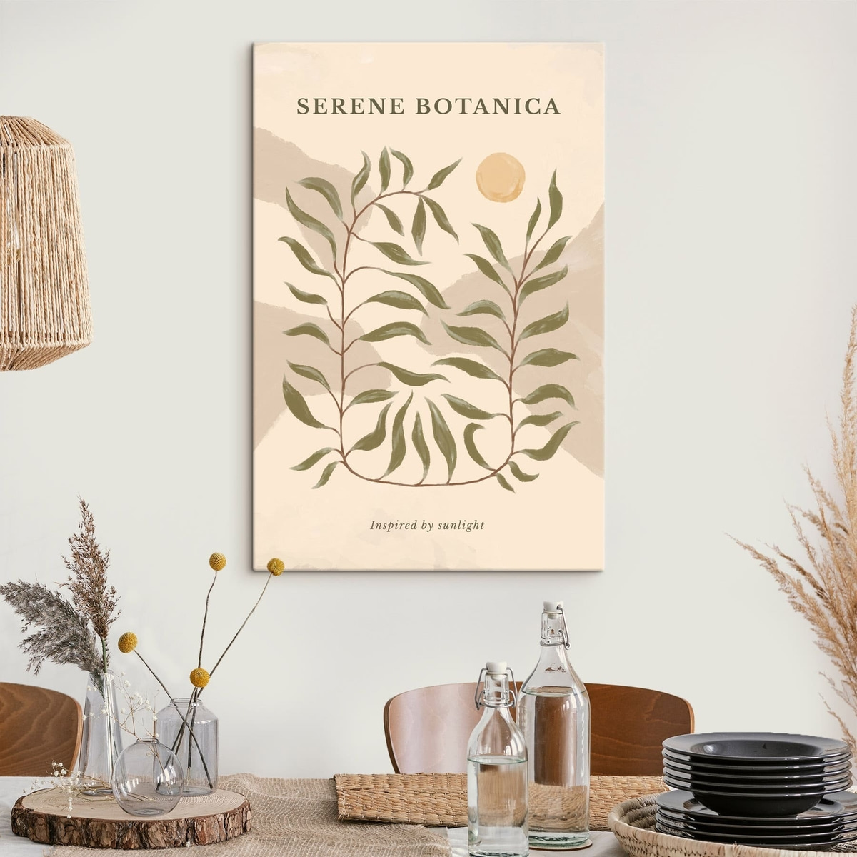 Botanische poster met tekst 'Serene Botanica' — interieur 3