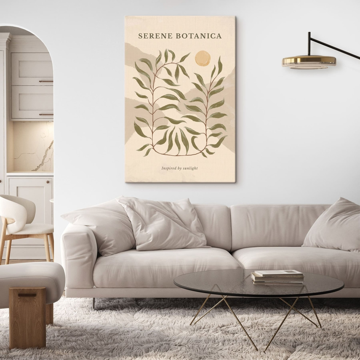 Botanische poster met tekst 'Serene Botanica' — interieur 2