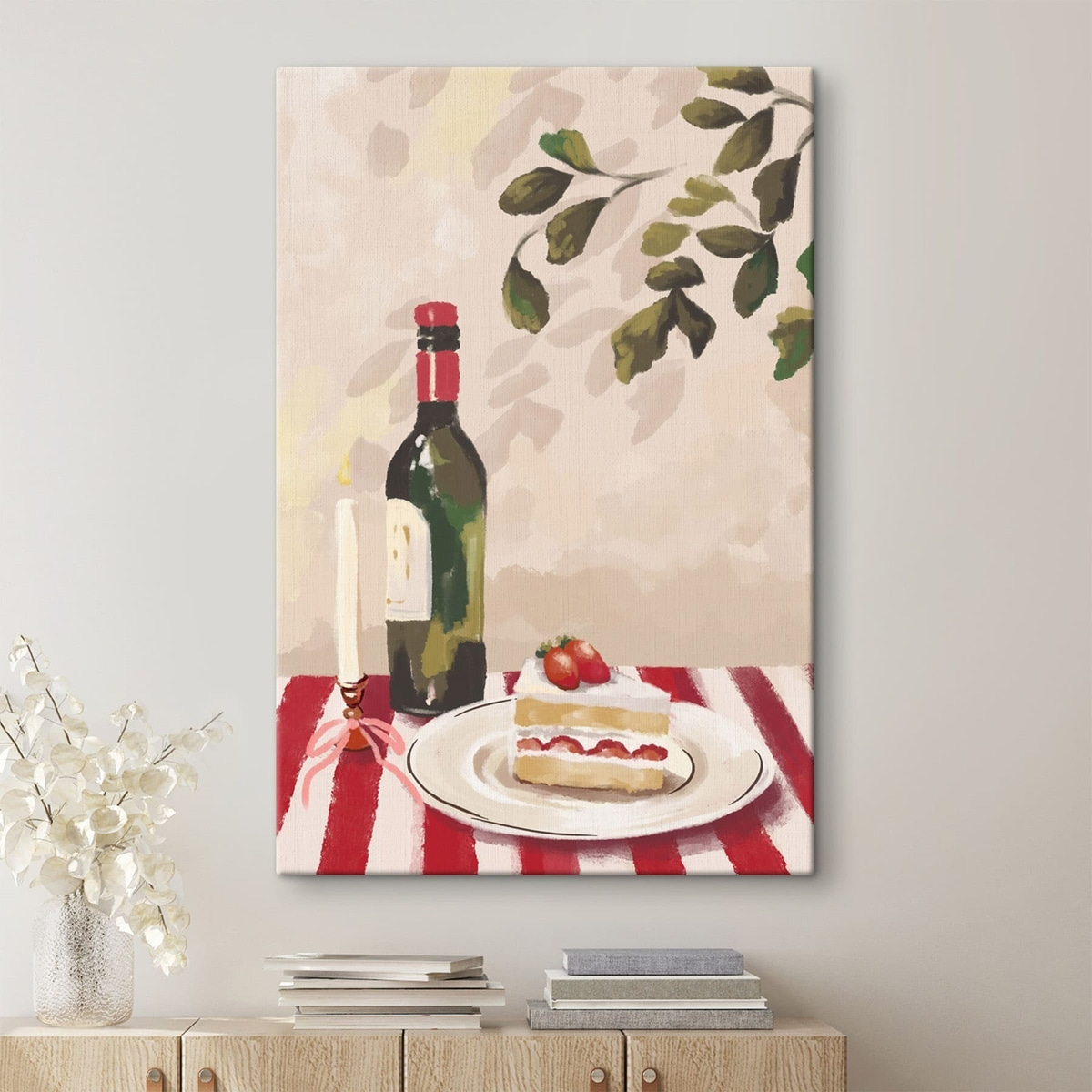 Stilleven met wijn, kaars en cake — interieur 2