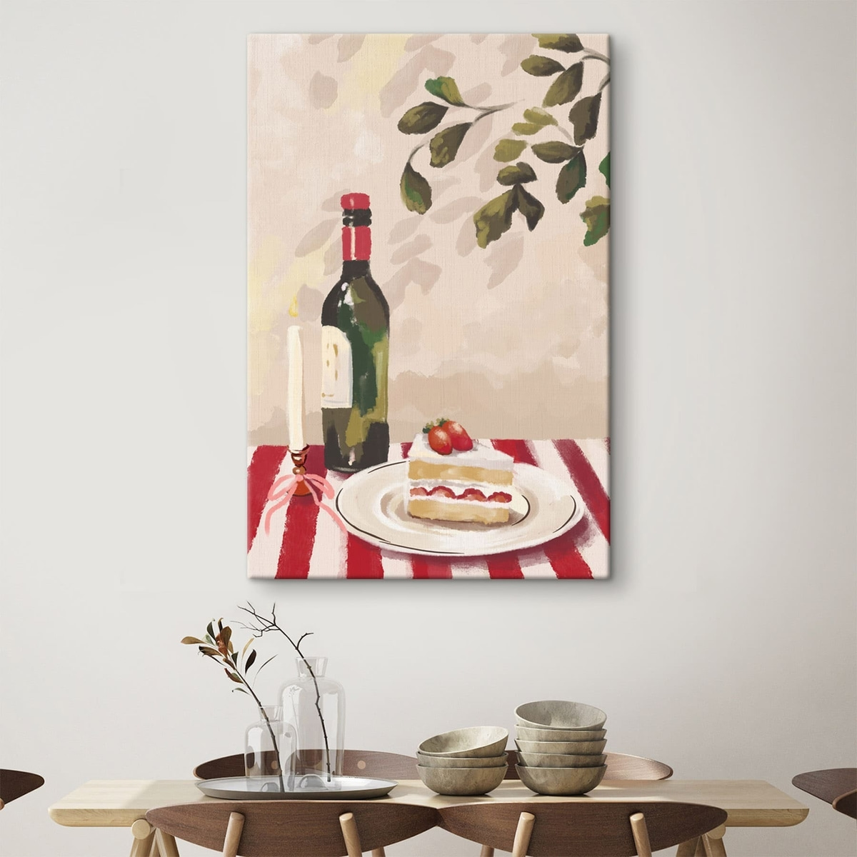 Stilleven met wijn, kaars en cake — interieur 3