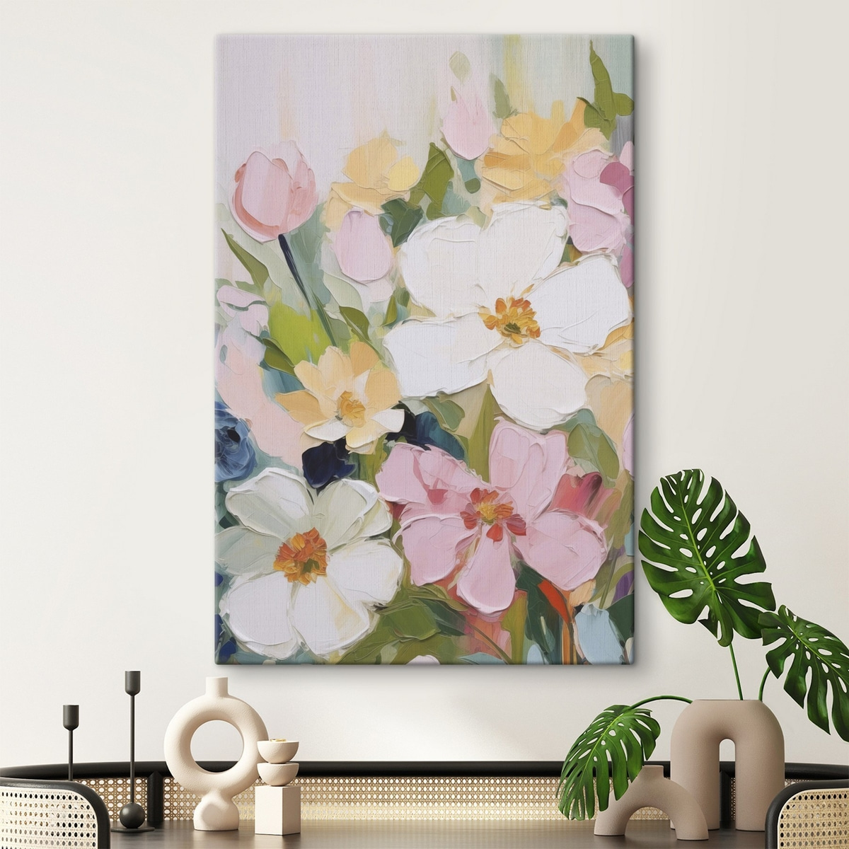 Heldere bloemen imitatie van schilderij — interieur 2