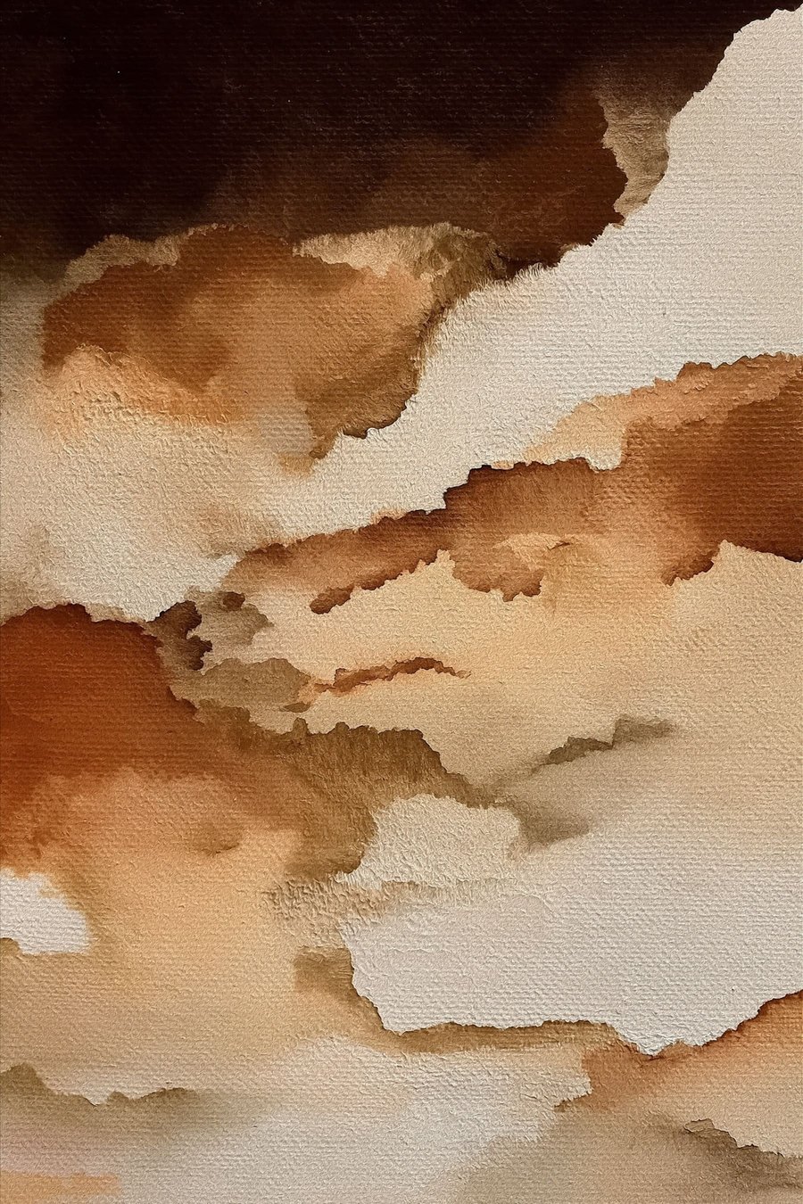 abstracte gelaagde aquarelcompositie — volledig ontwerp