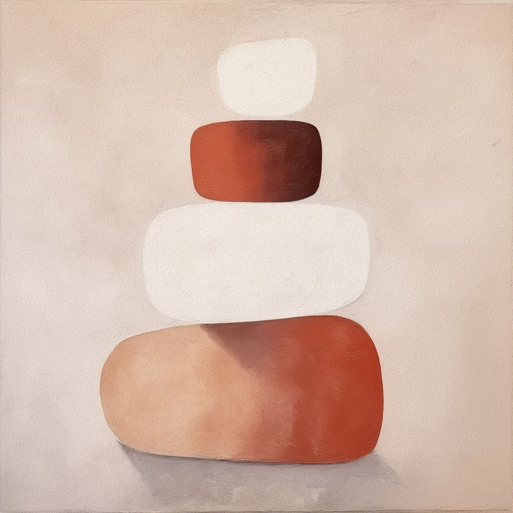 minimalistische abstracte compositie van gestapelde vormen — volledig ontwerp