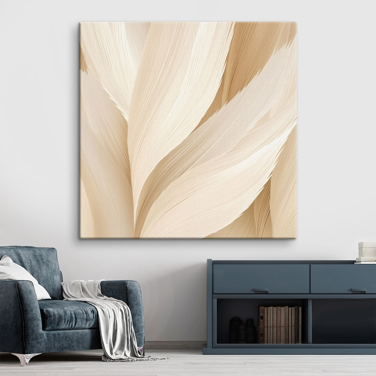 Lichte, veerachtige vormen in beigetinten — interieur 2