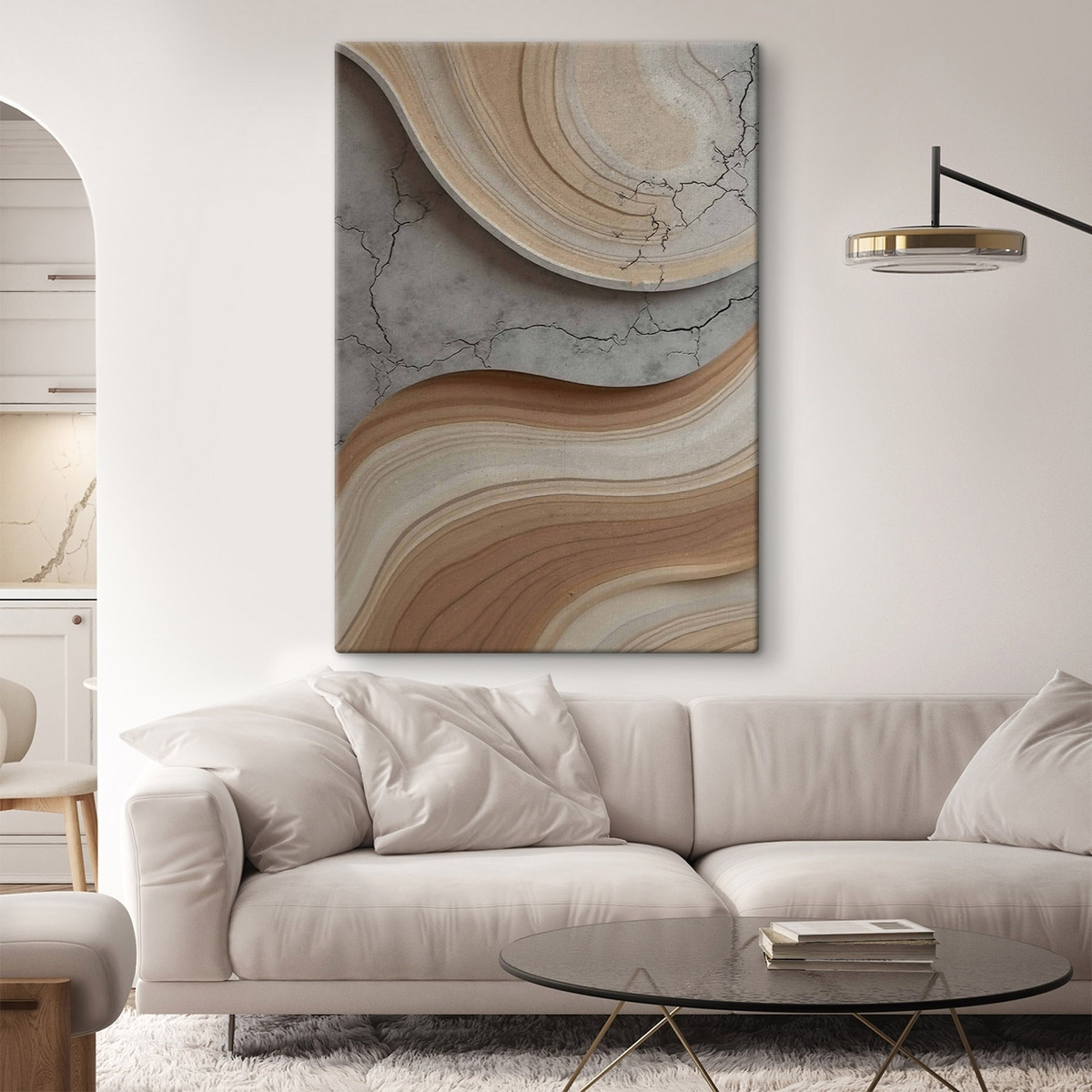 Hout en licht marmer, imitatie — interieur 2