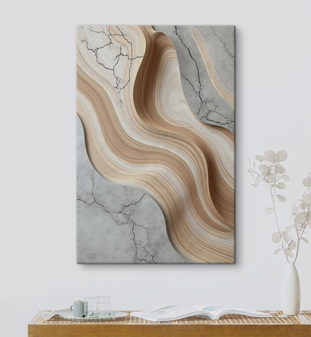 Hout en licht beton, imitatie — interieur 1