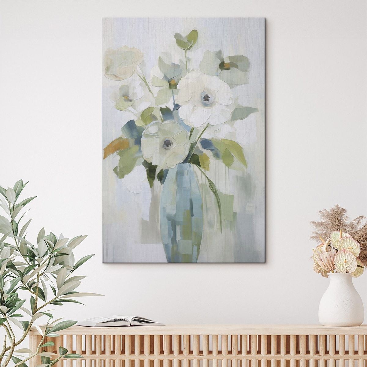 Bloemen met bladeren in een vaas imitatie schilderij — interieur 2