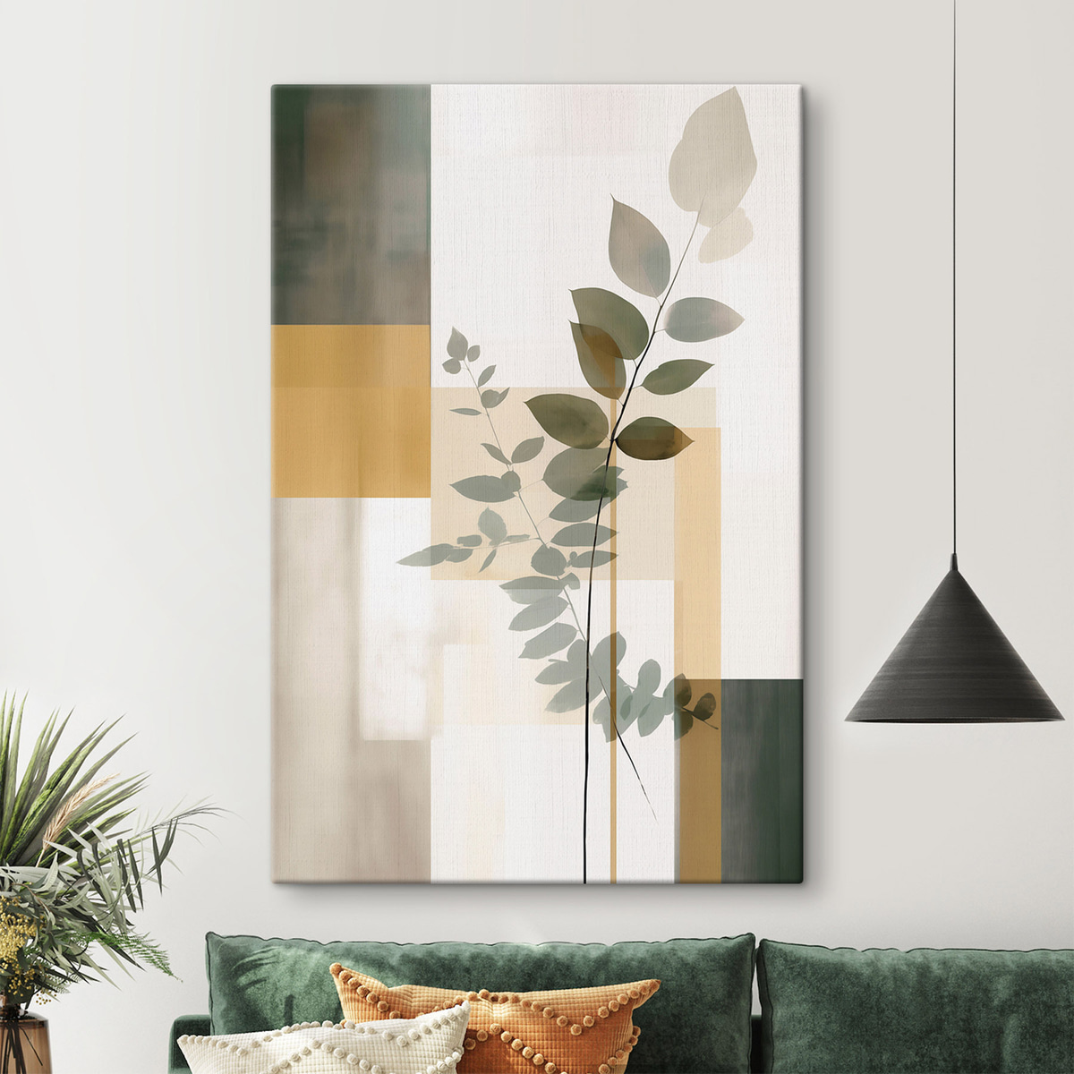 Geometrische abstractie met takken en bladeren — interieur 3